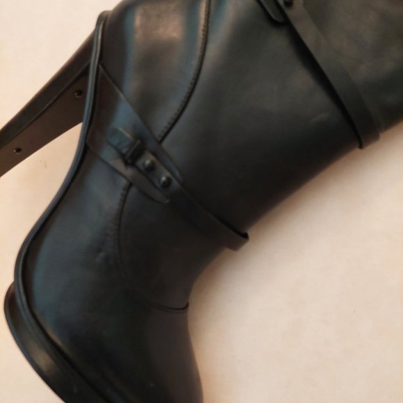 BCBGMAXAZARIA Nitza Black Leather Platform High Heel Boots Retail $495 - Picture 6 of 15